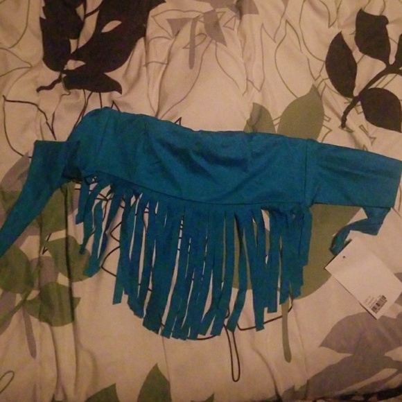 Turquoise bandeau bikini top NWT - Picture 2 of 4